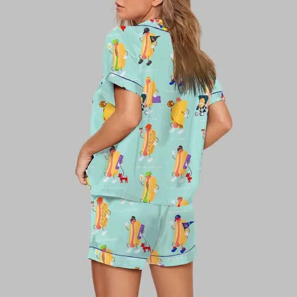 Chicago Map Dog Hot Dog Art Print Pajama Set 3