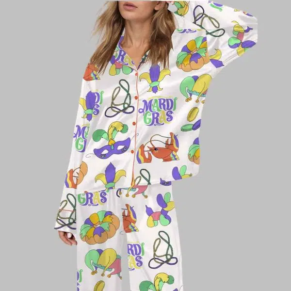 Christian Mardi Gras Satin Pajama Set 1