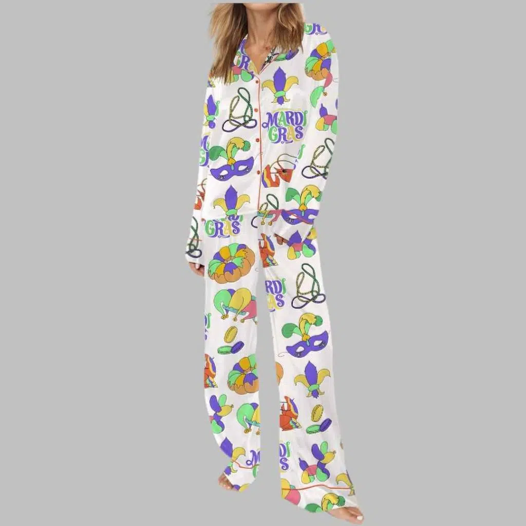 Christian Mardi Gras Satin Pajama Set 3