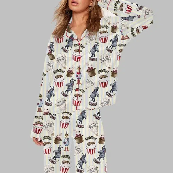 Circus Cute Animal Art Print Pajama Set 1