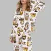 Coffee And Cats Satin Pajama Set 1