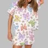 Colorful Bow Print Pajama Set 1