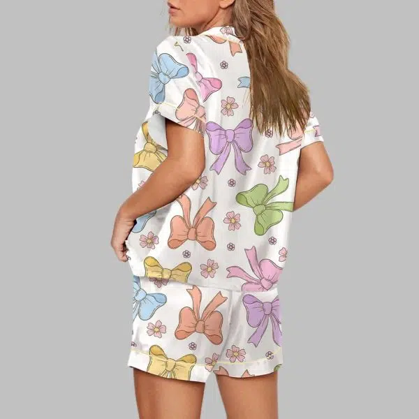 Colorful Bow Print Pajama Set 4