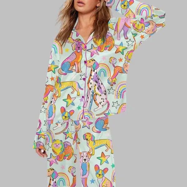 Colorful Dalmatian Print Pajama Set 1