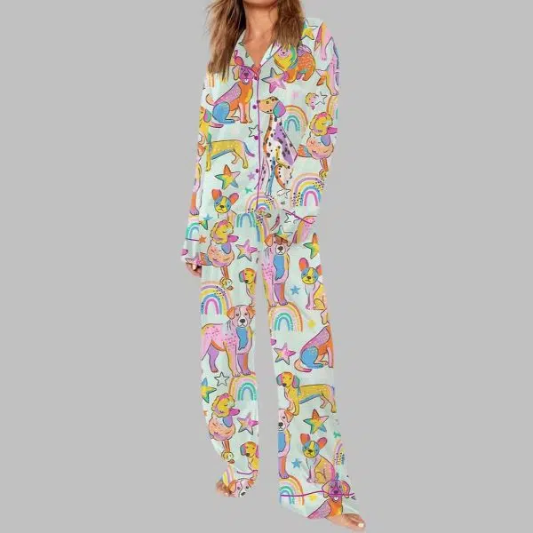 Colorful Dalmatian Print Pajama Set 3