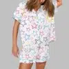 Colorful Stars Print Pajama Set 1