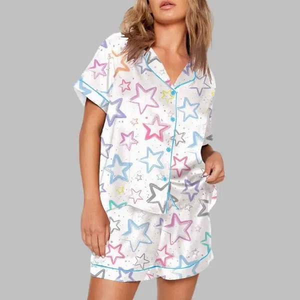 Colorful Stars Print Pajama Set 3