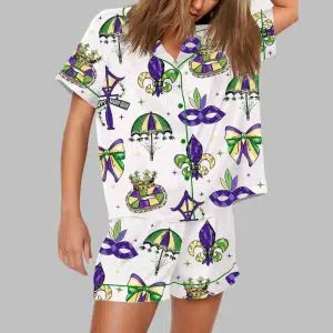 Coquette Mardi Gras Bow Pajama Set 1