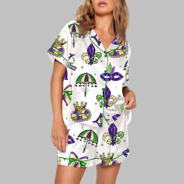 Coquette Mardi Gras Bow Pajama Set 2