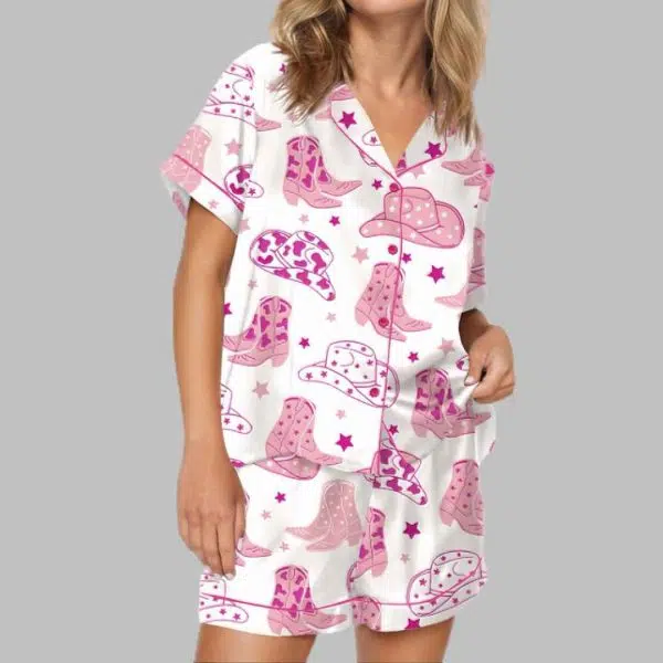 Cowboy Boot And Hat Satin Pajama Set 3