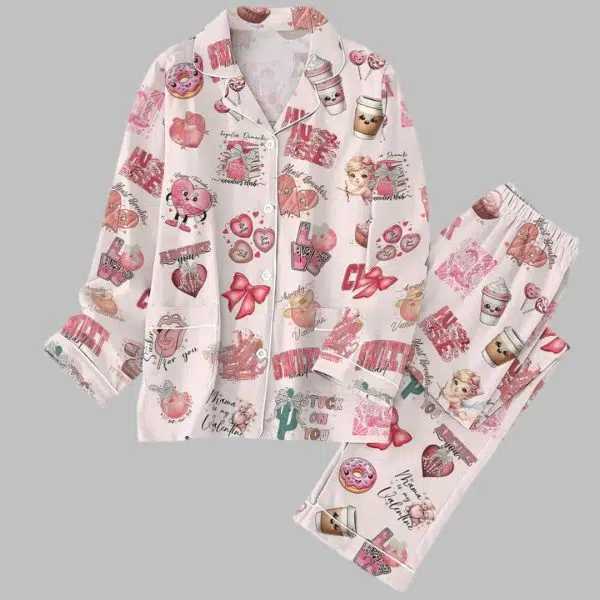 Cupids Coquette Bow Valentine Day Pajama Set 1