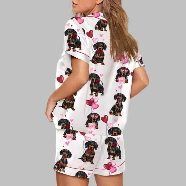 Dachshund Valentines Print Pajama Set 3