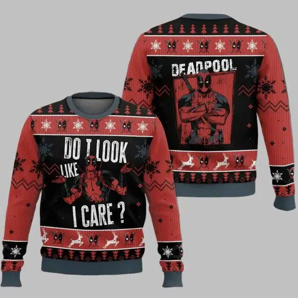 Do I Look Like I Care Deadpool Ugly Christmas Sweater 2