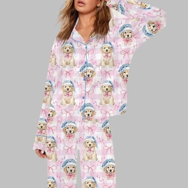 Dog Christmas Art Print Pajama Set 2