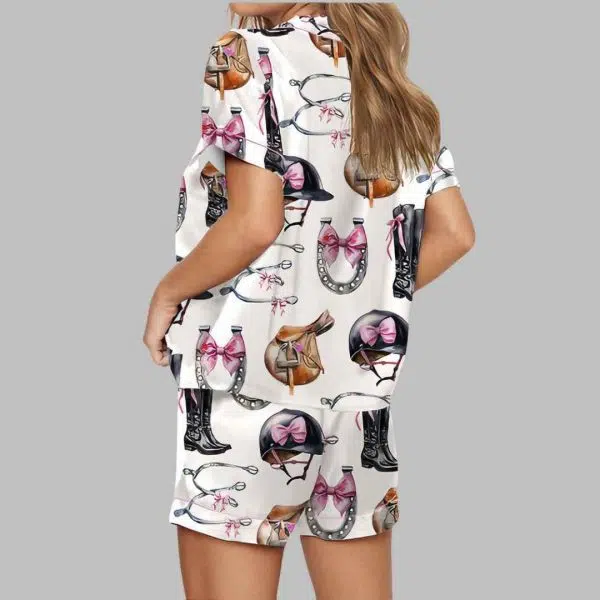 Equestrian Bow Satin Pajama Set 4