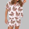 Floral Chicken Valentine Print Pajama Set 7 Floral Chicken Valentine Print Pajama Set 2