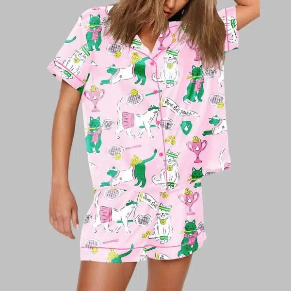 Funny Tennis Cat Pajama Set 1