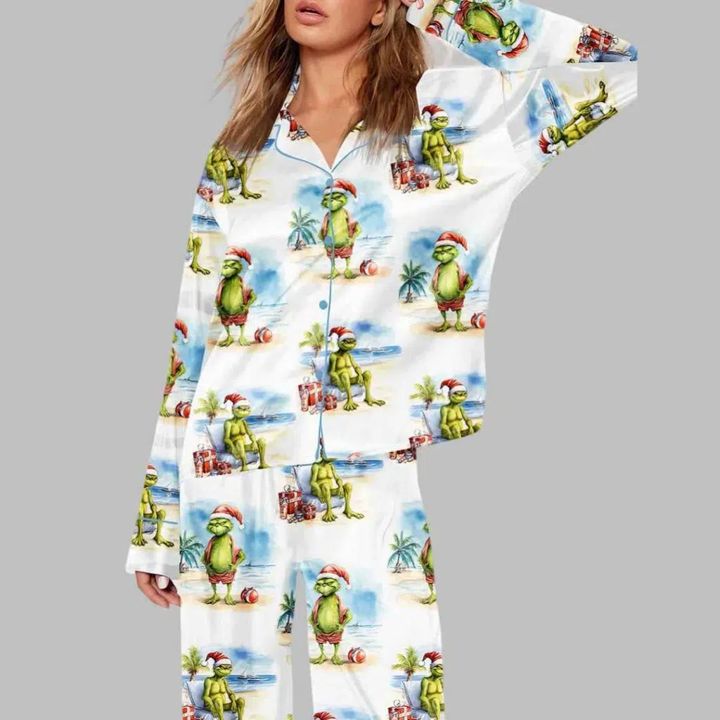 Grnch Hawaii Vacation Christmas Pajama Set 2