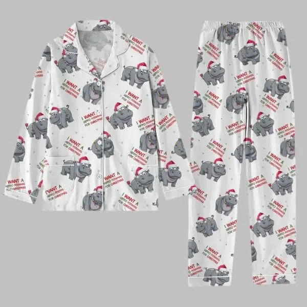 Hippopotamus Christmas Pajamas Set 3