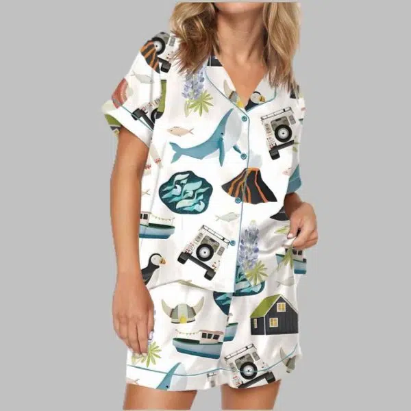 Iceland Travel Satin Pajama Set 3