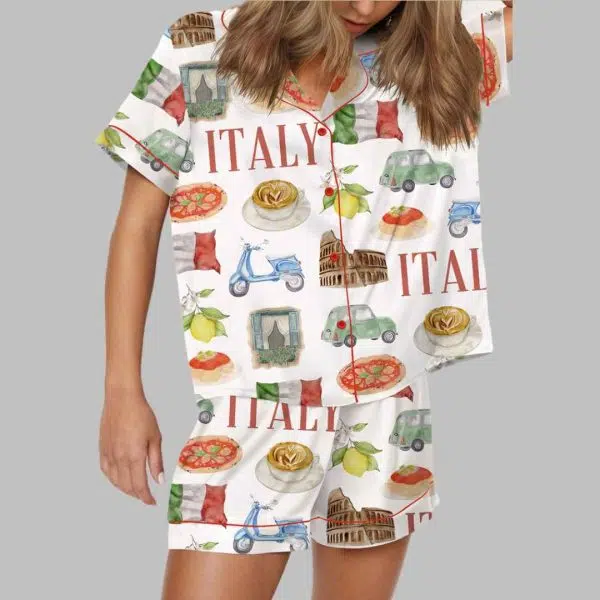 Italy Travel Satin Pajama Set 2