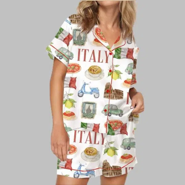 Italy Travel Satin Pajama Set 3