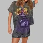 Justin Jefferson Poster Neon Vikings Pajama Set