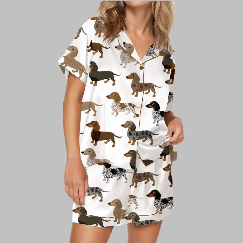 Longhaired Dachshund Satin Pajama Set 4