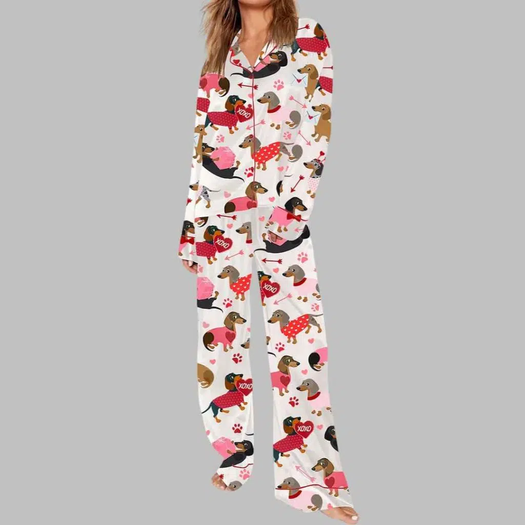 Love Dachshund Valentines Day Pajama Set 3