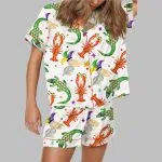 Mardi Gras Cajun Animal Trio Satin Pajama Set