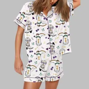 Mardi Gras Cowboy Boot Print Pajama Set 2