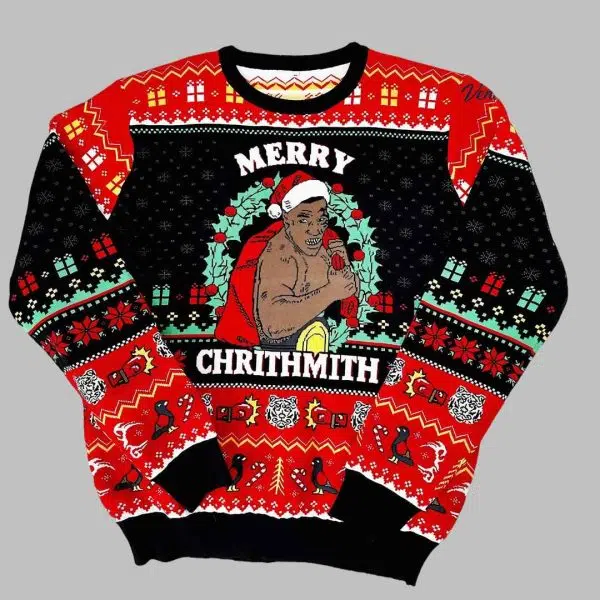 Mike Tyson Merry Chrithmith Kith My Ath Christmas Knitted Ugly Christmas Sweater 3