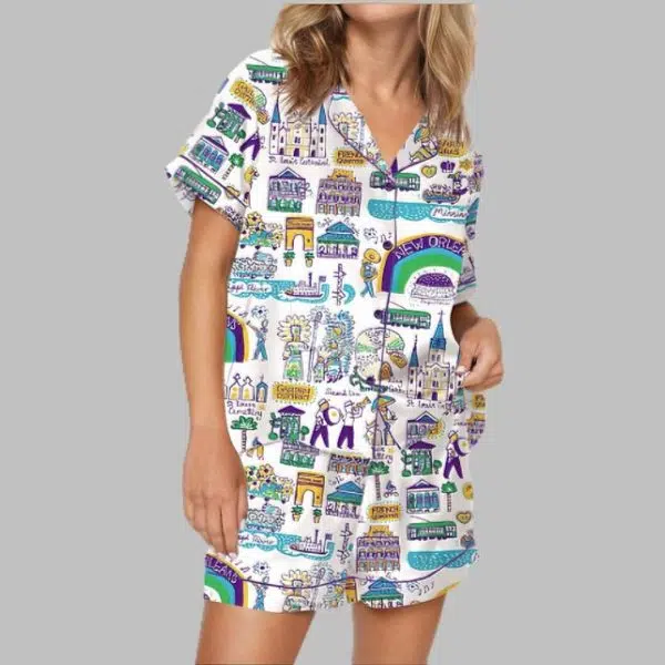 New Orleans Mardi Gras Travel Pajama Set 3