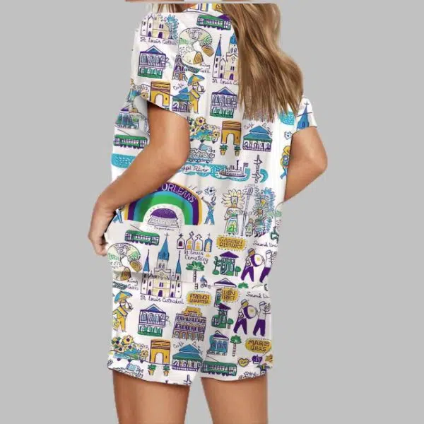 New Orleans Mardi Gras Travel Pajama Set 4