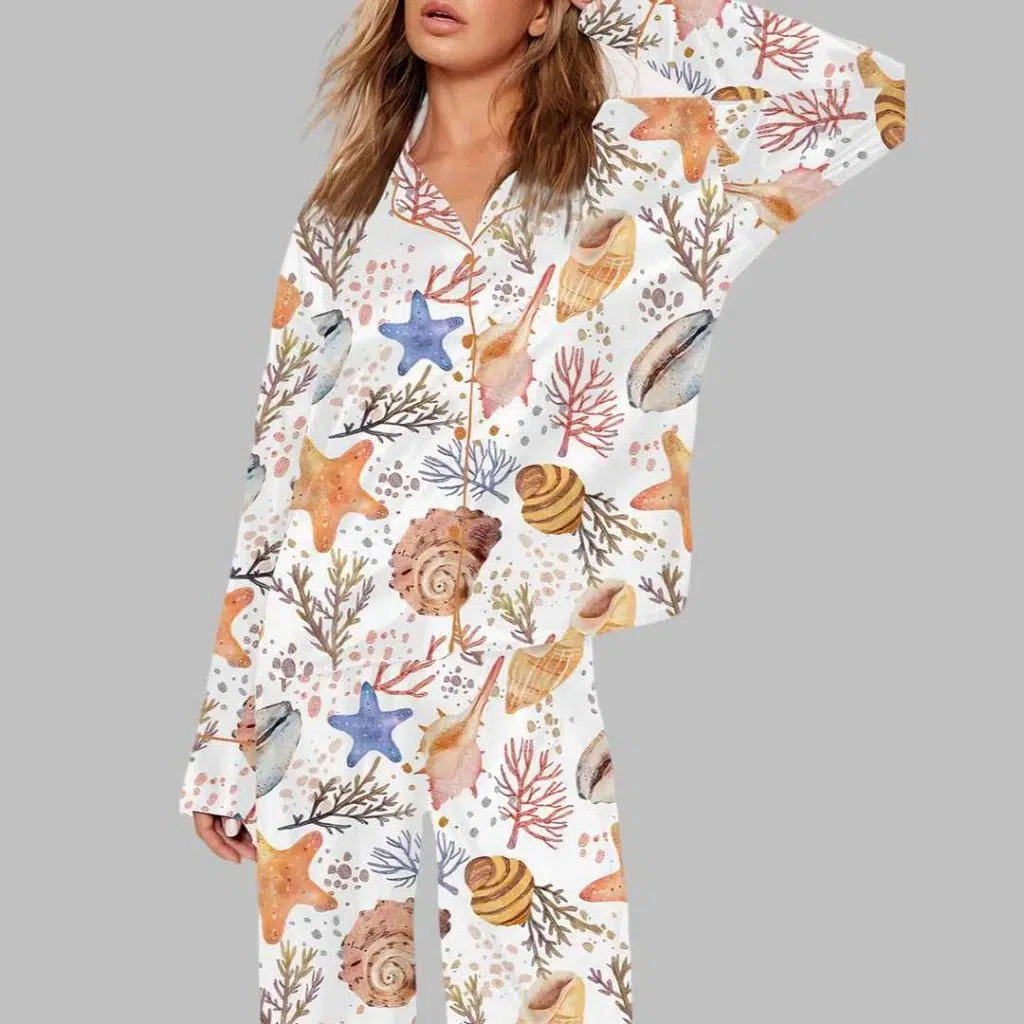 Ocean Coral Shells Art Print Pajama Set 2