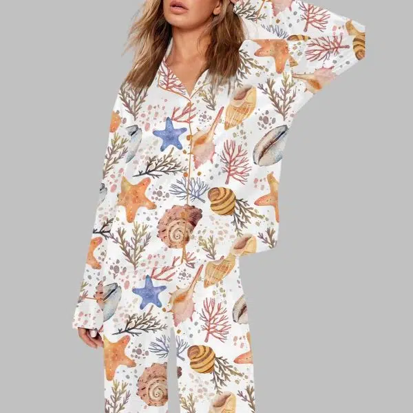 Ocean Coral Shells Art Print Pajama Set 2