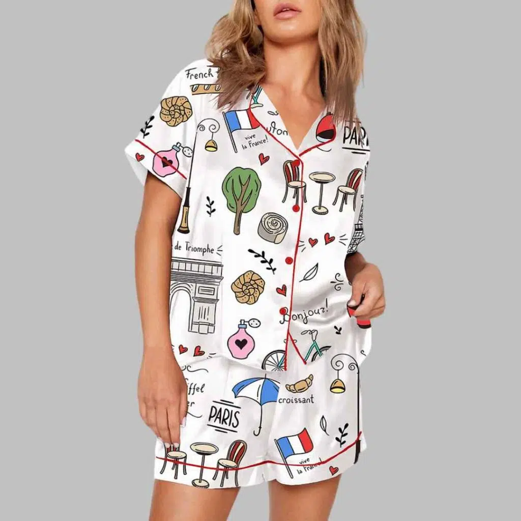 Paris Travel Print Pajama Set 3