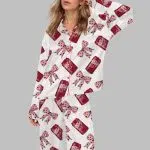 Pepper Drink Pink Coquette Bow Satin Pajama Set
