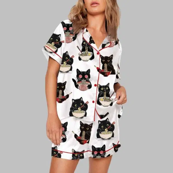 Ramen Cat Print Pajama Set 3