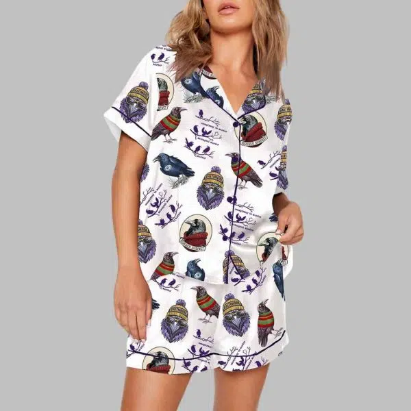 Ravens Football Caws Art Print Pajama Set 3