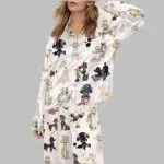 Retro Poodles Dogs Satin Pajama Set