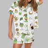 Saint Patricks Day Special Green Cocktails Print Pajama Set 2