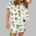 Saint Patricks Day Special Green Cocktails Print Pajama Set