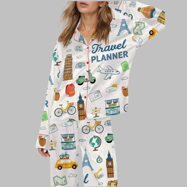 Travel Planner Satin Pajama Set 2 1