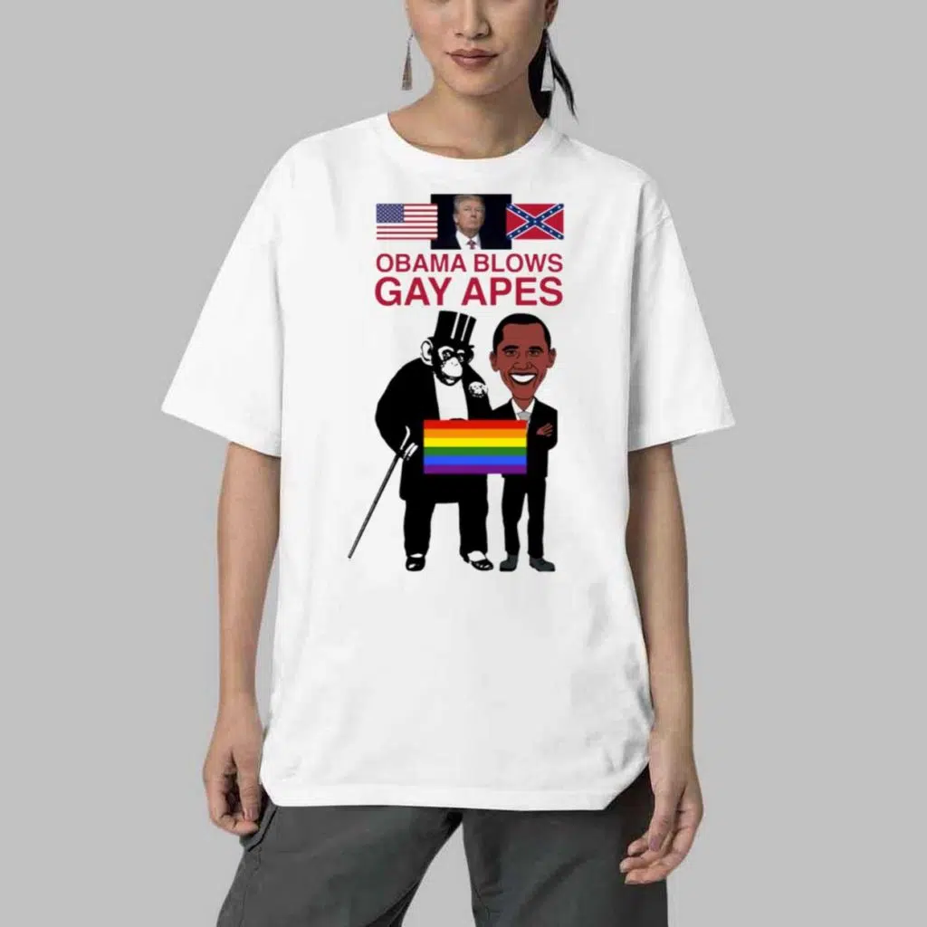 Trump Obama Blows Gay APES Shirt 4