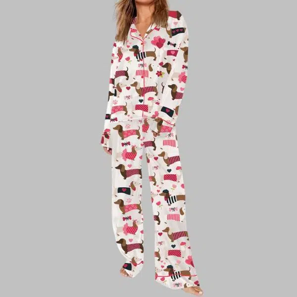 Valentine Dachshund Dog Pajama Set 2