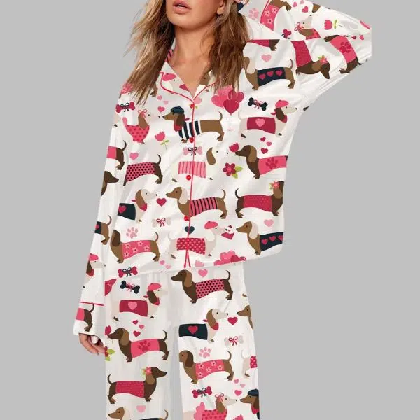 Valentine Dachshund Dog Pajama Set 4