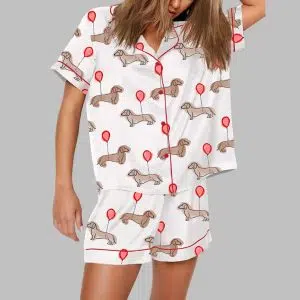 Valentine Dachshund Dog Print Pajama Set 4