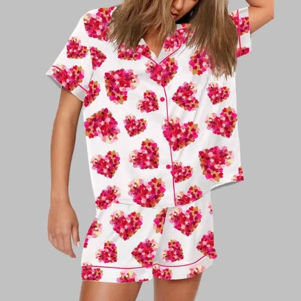 Valentine Day Heart Brushstroke Pajama Set 4