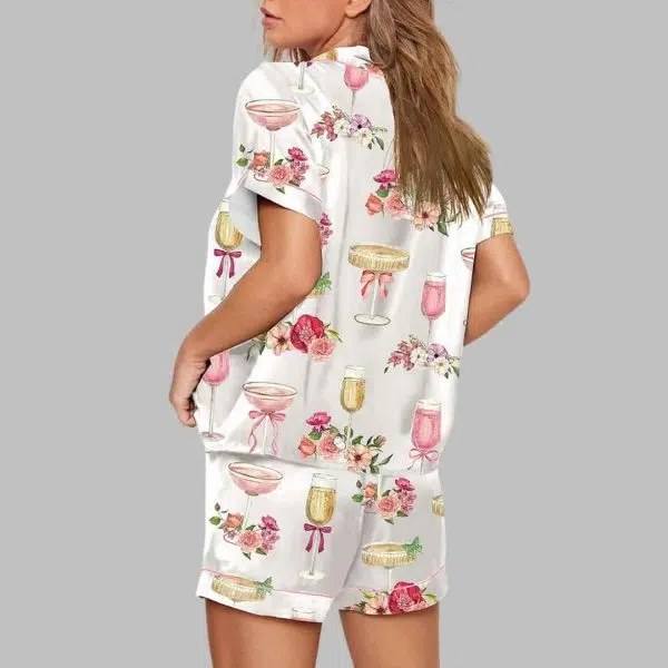 Valentine Petals and Prosecco Watercolor Pajama Set 3